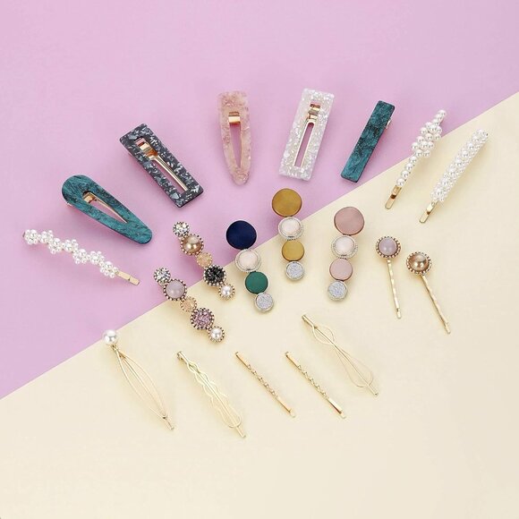 Versatile 20 PCS Hair Clip Set - Macaron & Pearl Accessories for Every Occasion - Picture 7 of 8